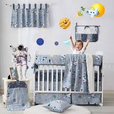 A good baby bedding set is essential for your child to sleep well and stay healthy. Amazon Com Brandream Outer Space Crib Bedding Sets For Boys Galaxy Baby Bedding Astronaut Bedding Gray Baby Boys Nursery Bedding Set 100 Hypoallergenic Soft Cotton 9 Pieces Home Kitchen