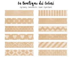 Kraft Paper Digital Washi Tape Clipart Cute Brown Paper Clip Etsy In 2020 Paper Clip Art Washi Tape Washi