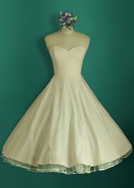 50s style tea length wedding dress with sweetheart halter bodice, from the blue velvet vintage classic dame vintage inspired clothing line. Tea Length Wedding Dresses The Finest Custom Fit