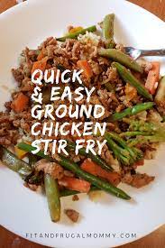 Quick Easy Ground Chicken Stir Fry Fit And Frugal Mommy Recipe Healthy Chicken Recipes Ground Chicken Recipes Ground Chicken Recipes Healthy