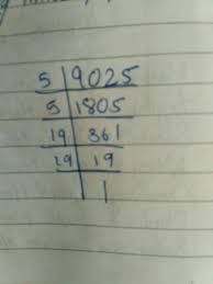 After pairing the same prime factors, there is no factor left. Please Solve This Find The Square Root Of 9025 Using Prime Factorization Method Give The Brainly In