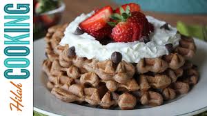 Stir together softened butter, confectioners' sugar, vanilla extract and milk. How To Make Chocolate Chip Waffles Hilah Cooking Youtube