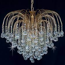 E12 bulbs (max 60 w, not included). Shower Chandelier With Round Crystals In Gold Modern Chandelier Crystal Chandelier