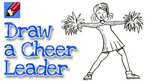 How To Draw A Cheerleader Real Easy For Kids And Beginners Cheerleading Pictures Cheerleading Drawings
