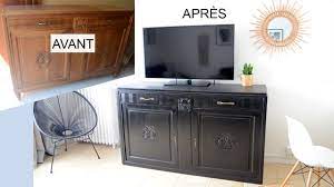 C'était un meuble en bois vernis foncé tout simple comme on en trouve beaucoup en seconde main. Peindre Un Meuble En Noir Mat Relooking Meuble Bois Ancien Youtube