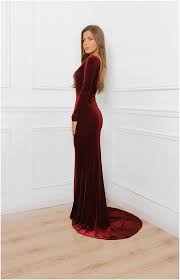 Deep Open Back Burgundy Velvet Bodycon Maxi Dress With Train Long Sleeves Bridesmaid Party Dress Burgundy Bridesmaid Dresses Long Bodycon Maxi Dresses Long Sleeve Bridesmaid Dress