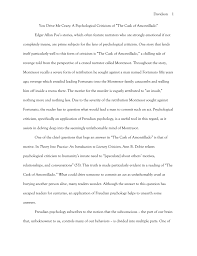 Critique paper on tatar s essay personal statement bcot creative. A Psychological Criticism Of The Cask Of Amontillado