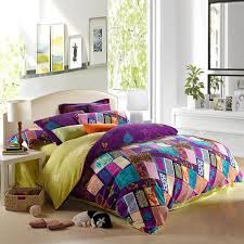 Flood your bedroom with beautiful color and patterning when you opt for this coverlet set. Purple Teal And Pink Yellow Bohemian Chic Tribal Style Patchwork Plaid And Jungle Themed Full Queen Size Bedding Sets Enjoybedding Com