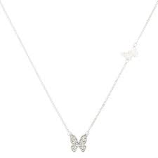 Jewelry can be made from just about anything, including plain old paper. Silver Double Butterfly Pendant Necklace Claire S Us