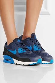 Blue Air Max 90 Essential Leather Mesh Rubber And Suede Sneakers Nike Nike Air Max Suede Sneakers Blue Air Max