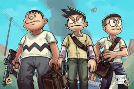 This Doraemon X Grand Theft Auto Visualization Will Ruin Your Childhood Doraemon Wallpapers Doraemon Anime Characters