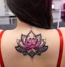 Pretty Lotus Flower With Mandala Done On Girl 39 S Upper Back Tattoo By Anna Yershova An Artist Based In Novosibirsk Tattoos Cover Tattoo Cover Up Tattoos