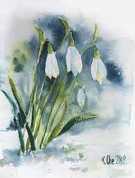 Original Watercolor Painting Snowdrops Spring Flowers Floral Watercolor Watercolor Flowers Watercolor Art