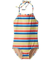 Toobydoo New Girls Yellow Size 14 Striped Halter Swimsuit