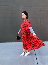 How To Style A Red Dress In Leopard Print Some Pop Of Color Red Dress Red Midi Dress Dresses