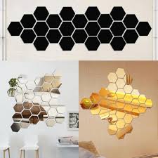 Here is the honeycomb back of the cleaned out mirror blank. Home Decor Fashion Hexagon Honeycomb Mirror Removable Wall Shopee Malaysia