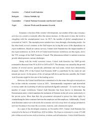Most model un conferences require delegates to submit a position paper, an essay covering a country's perspective on the assigned topics of a conference. Position Paper Of The Uae On Ecosoc Council Ggmun 2019 United Arab Emirates Employment