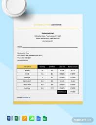 Instantly Download Free Custom Construction Estimatetemplate Sample Example In Microsoft Word Doc M In 2020 Estimate Template Planner Template Schedule Templates