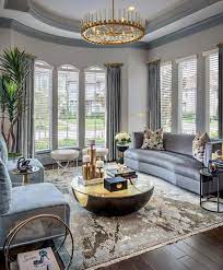 Beautiful Grey And Gold Luxury Living Room Decor With Curved Sofa Living Room Decor Gray Luxury Living Room Decor Luxury Living Room