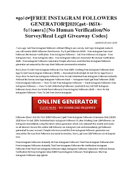 Verification 50 free instagram likes 1000 free instagram followers trial igfamous. Free Instagram Followers Generator Gold Pdf Mobile App Portable Computers