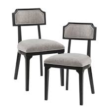 Madison Park Signature Microfiber Upholstered Dining Chairs In Grey Black Set Of 2 Dining Chairs Upholstered Dining Chairs Furniture Dining Chairs