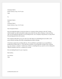 Permanent Business Closing Announcement Letter Word Excel Templates