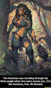 The Huntress was traveling through the thick jungle when she came across  you. (I'm the