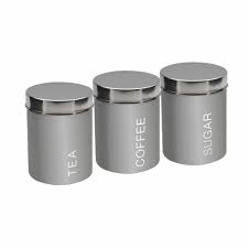 Find charming apple canister sets, retro kitchen canisters, themed canister sets and more with wards' affordable buy now, pay later credit and financing! Set Of 3 Small Tea Coffee Sugar Canisters Kitchen Storage Tin Jars Pots Silver Kitchen Dining Bar Home Garden