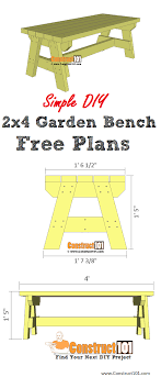 Simple 2x4 Garden Bench Plans Diy Project Includes Free Pdf Material List Drawings And Step By Step Deta Garden Bench Plans Garden Bench Garden Bench Diy