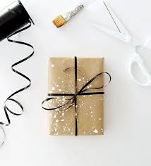 Black And White Christmas Wrapping Paper Splatter The Kraft Paper With White Paint And Add A Black Bow Black Wrapping Paper Gift Wrapping Diy Gift Wrapping