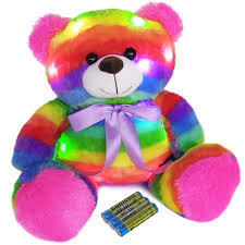 The Noodley 16 Inch Led Stuffed Animals Light Up Toys Plush Kids Night Lights Toddler Christmas Gifts For Boys Girls Rainbow Teddy Bear Batteries Included Night Light Kids Rainbow Teddy