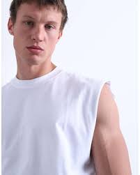 TOPMAN Oversized Fit Sleeveless T-shirt in Grey for Men