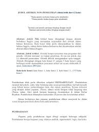 Setiap artikel ilmiah harus memiliki judul yang jelas, lugas dan informatif serta menarik. Format Penulisan Artikel Non Penelitian Pdf Pdf