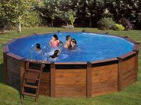 Aqua Wood Round Semi In Ground Wood Pool Stock Tank Swimming Pool Tank Swimming Pool In Ground Pools