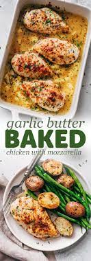 Baked Garlic Butter Chicken With Mozzarella Learn How To Bake Chicken Breasts In A Simple Garlic Mozzarella Chicken Mozzarella Recipes Baked Chicken Recipes
