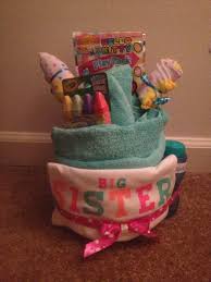 A Big Sister Cake So The Older Sibling Won T Feel Left Out At The Baby Shower I Made This Using A Bath With Images Baby Shower Prizes Baby Boy Shower