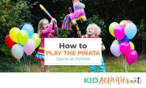 How To Play The Pinata Game At Parties Kid Activities Pinata Game Pinata Christmas Gift Games
