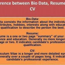 Check spelling or type a new query. Difference Amongst Bio Data Resume And C V Bio Data Professional Resume Examples Resume