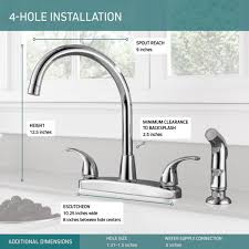What is a 4 hole kitchen faucet four hole faucets are not just the most versatile option they re also available in a wide variety of styles and finishes buyers can opt for modern gooseneck faucets which have a high arc perfect for filling large. P299578lf Two Handle Kitchen Faucet