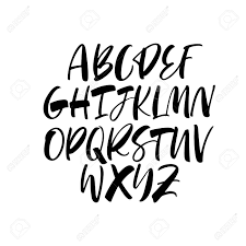 Download free calligraphy fonts at urbanfonts.com our site carries over 30,000 pc fonts and mac fonts. Calligraphy Alphabet Vector Typeset Handwritten Font Ink Pen Lettering Black Bold Capital Letters Collection Abc For Design Hand Drawn Brush Ink Type Isolated Calligraphic Uppercase Letters Set Royalty Free Cliparts Vectors And