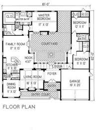 3 Bedroom House Plans With Courtyard Google Search Courtyard House Plans House Floor Plans Spanish Courtyard