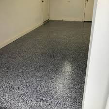 Saddle tan epoxy blended flakes. Single Garage Done With Dark Grey Velo Epoxy Flooring Facebook