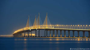 Driver view of penang second bride or sultan abdul halim muadzam shah bridge with total length of 24km, is the longest bridge in malaysia. Second Penang Bridge Sultan Abdul Halim Muadzam Shah Bridge