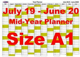 Details About A1 Olive Landscape Planner July 2019 June 2020 Mid Year Wall Chart Calendar