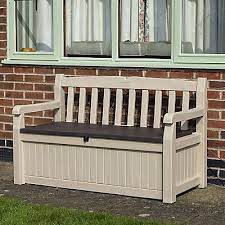 The hudson from keter is another storage solution that looks like a bench rather than a chest. Keter Wood Effect Plastic Garden Storage Box Diy At B Q