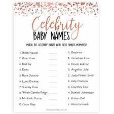 Rose Gold Confetti Baby Name Game Famous Babies Celebrity Baby Names