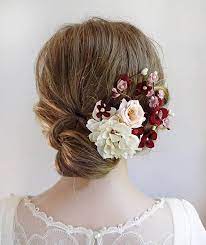 Burgundy Hair Accessories Burgundy Wedding Hair Clip Ivory Etsy Wedding Hair Clips Burgundy Hair Accessories Floral Hair Clip