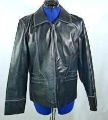 Colebrook Classics Black Leather Jacket White Stitching Zip Up Size Large Colebrook Motorcycle Leather Jacket Jackets Black Leather Jacket