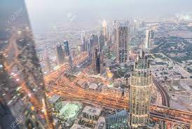 Dubai Downtown Night Aerial View From High Vantage Point Stock Photo Picture And Royalty Free Image Image 70015181