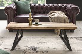 Wohnling Couchtisch 115 Cm Wl5 620 Aus Akazie Massivholz Und Schwarzem Metall Coffee Table Wohnzimmertisch Sofa Tisch Couchtisch